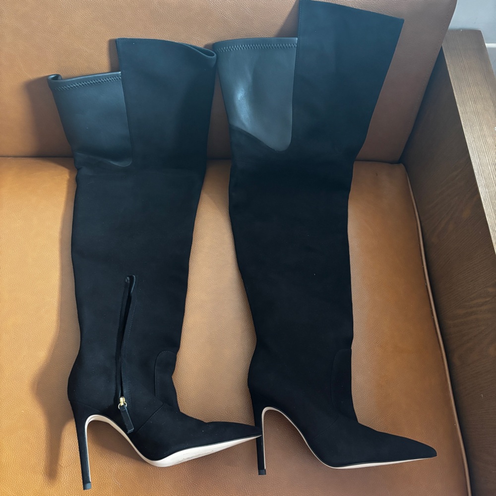 Good American Suede Knee High Boots